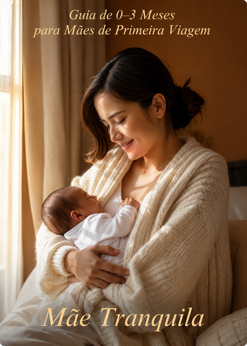 Mãe a segurar o seu bebé recém-nascido ao colo com ternura — Guia de 0 a 3 Meses para Mães de Primeira Viagem da Mãe Tranquila